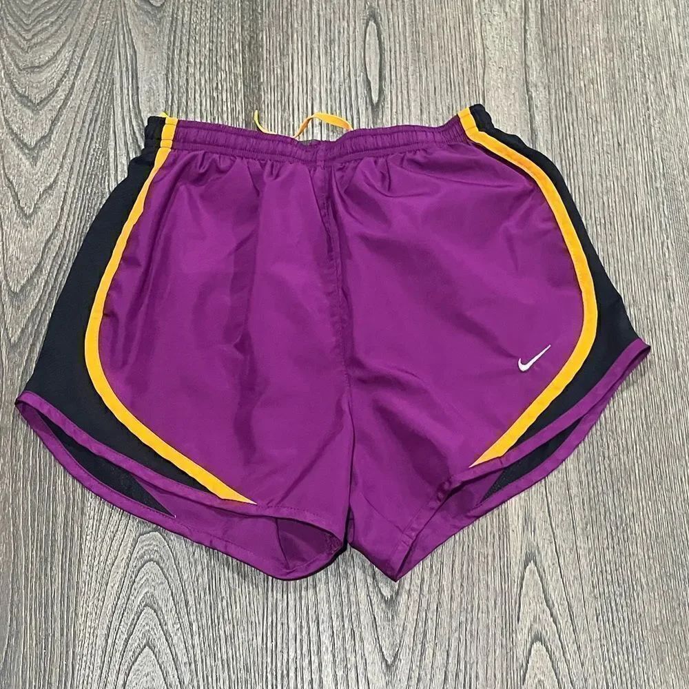 Nike Womens Plum Purple Orange Elastic Waist Dri-FIT Track Shorts Size XS